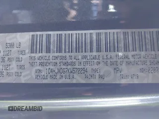 2019 Jeep Wrangler Unlimited Sport S with VIN 1C4HJXDG7KW572294, listed as a IAAI auction lot 41607986 with 61,734 mi miles and . Bid and sale history available at DreamBid. Image 9.