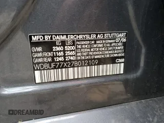 2007 Mercedes-Benz E 63 AMG with VIN WDBUF77X27B012109, listed as a Copart auction lot 86757394 with 60,309 mi miles and Salvage Title. Bid and sale history available at carsss.com. Image 12.