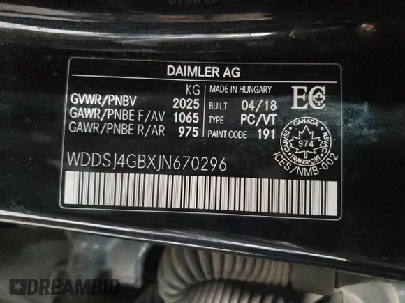 2018 Mercedes-Benz CLA 250 z VIN WDDSJ4GBXJN670296, wystawiony jako Copart lot #58865545 z przebiegiem 140 876 mil mil oraz Szkoda całkowita • Salvage title. Historia ofert i sprzedaży dostępna na DreamBid. Obrazek 12.