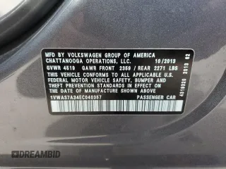 2014 Volkswagen Passat Wolfsburg Edition with VIN 1VWAS7A34EC040357, listed as a Copart auction lot 53364095 with 122,991 mi miles and Salvage title. Bid and sale history available at DreamBid. Image 12.