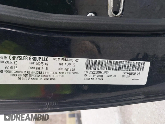 2014 Dodge Charger SE with VIN 2C3CDXBG2EH187978, listed as a IAAI auction lot 41246875 with 106,635 mi miles and . Bid and sale history available at DreamBid. Image 9.