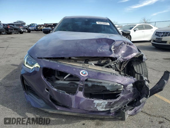 2022 BMW 2 Series M240i xDrive with VIN 3MW53CM0XN8C61591, listed as a Copart auction lot 45224845 with 24,015 mi miles and Salvage title. Bid and sale history available at DreamBid. Image 5.