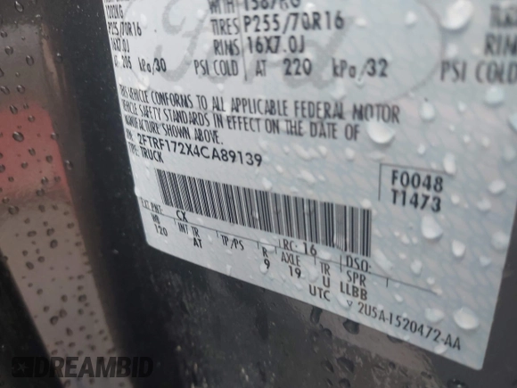 2004 Ford F-150 XL с VIN 2FTRF172X4CA89139, выставлен на аукционе IAAI как лот 42038181 с пробегом Не указан миль и . История ставок и продаж доступна на DreamBid. Изображение 9.