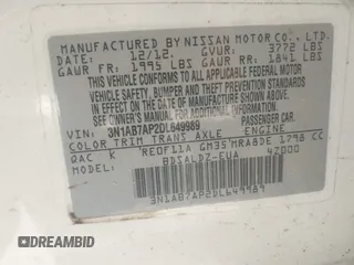 2013 Nissan Sentra SV with VIN 3N1AB7AP2DL649989, listed as a IAAI auction lot 41979236 with 154,815 mi miles and . Bid and sale history available at DreamBid. Image 9.