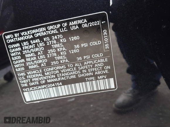 2023 Volkswagen Atlas SE с VIN 1V2JC2CA0PC204154, выставлен на аукционе IAAI как лот 41657187 с пробегом 22 624 миль миль и . История ставок и продаж доступна на DreamBid. Изображение 9.