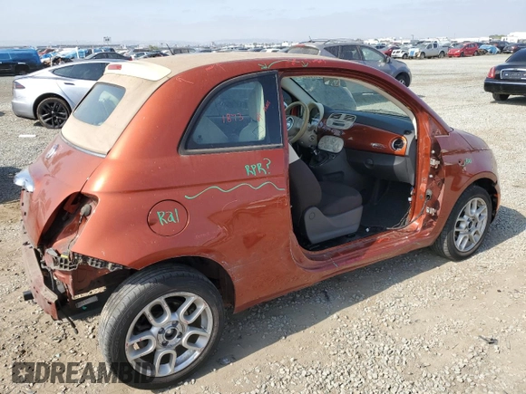 2012 FIAT 500 Pop with VIN 3C3CFFDR1CT347856, listed as a Copart auction lot 61759385 with 126,388 mi miles and Salvage title. Bid and sale history available at DreamBid. Image 3.