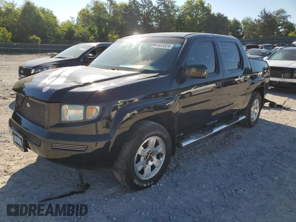2007 Honda Ridgeline RTL w/Leather with VIN 2HJYK16547H528843, listed as a Copart auction lot 60605824 with 0 mi miles and Salvage Title. Bid and sale history available at carsss.com. Image 1.