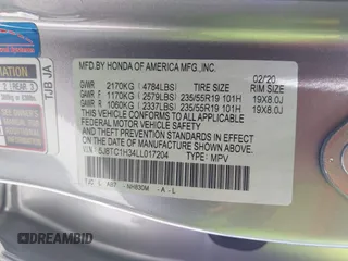 2020 Acura RDX with VIN 5J8TC1H34LL017204, listed as a IAAI auction lot 42632340 with 55,428 mi miles and . Bid and sale history available at DreamBid. Image 9.