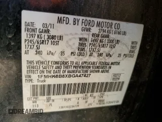 2011 Ford Explorer with VIN 1FMHK8B8XBGA47427, listed as a Copart auction lot 49829345 with 332,549 mi miles and Salvage title. Bid and sale history available at DreamBid. Image 12.