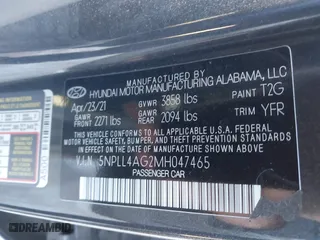 2021 Hyundai Elantra SE with VIN 5NPLL4AG2MH047465, listed as a IAAI auction lot 40949209 with 1 mi miles. Bid and sale history available at carsss.com. Image 9.