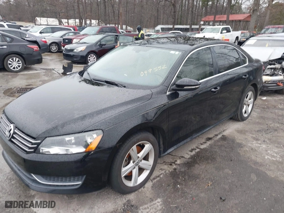 2012 Volkswagen Passat SE with VIN 1VWBP7A3XCC049552, listed as a IAAI auction lot 41627827 with 196,428 mi miles. Bid and sale history available at carsss.com. Image 2.
