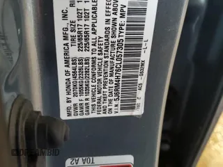2012 Honda CR-V EX-L with VIN 5J6RM4H76CL057305, listed as a Copart auction lot 51752315 with 240,697 mi miles and Salvage Title. Bid and sale history available at carsss.com. Image 13.
