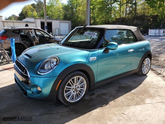 2017 MINI Convertible Cooper S with VIN WMWWG9C51H3C23031, listed as a Copart auction lot 51960355 with 77,504 mi miles and Salvage Title. Bid and sale history available at carsss.com. Image 1.
