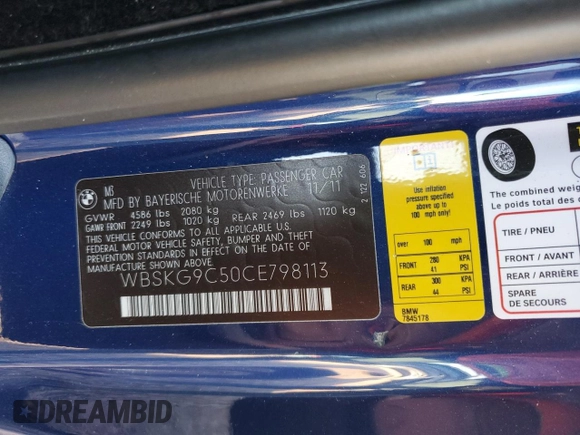 2012 BMW M3 с VIN WBSKG9C50CE798113, выставлен на аукционе Copart как лот 60542585 с пробегом 103 449 миль миль и Списание • Salvage title. История ставок и продаж доступна на DreamBid. Изображение 12.