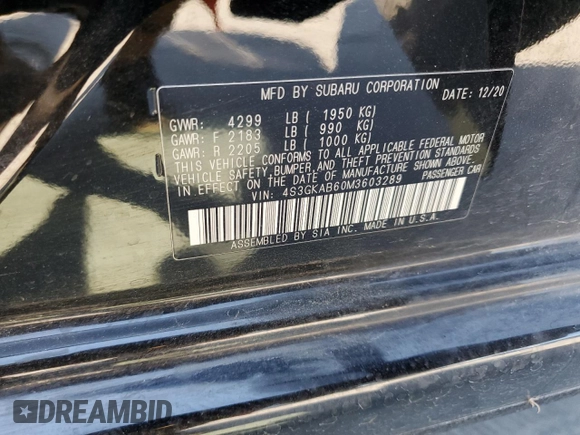 2021 Subaru Impreza with VIN 4S3GKAB60M3603289, listed as a Copart auction lot 71839504 with 83,292 mi miles and Salvage Title. Bid and sale history available at carsss.com. Image 12.