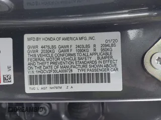 2020 Honda Accord Sport with VIN 1HGCV2F30LA009728, listed as a IAAI auction lot 41893750 with Not provided miles and . Bid and sale history available at DreamBid. Image 9.