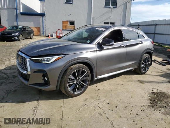 2023 Infiniti QX55 Essential with VIN 3PCAJ5KR9PF102225, listed as a Copart auction lot 53960505 with 40,156 mi miles and Salvage title. Bid and sale history available at DreamBid. Image 1.