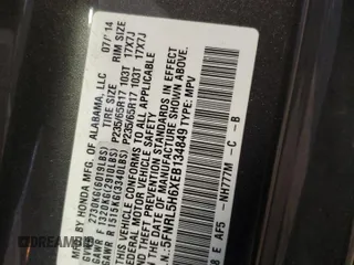 2014 Honda Odyssey EX-L with VIN 5FNRL5H6XEB134849, listed as a Copart auction lot 63617435 with 127,491 mi miles and Salvage title. Bid and sale history available at DreamBid. Image 13.