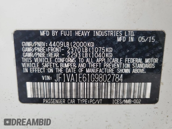 2016 Subaru WRX Premium with VIN JF1VA1E61G9802784, listed as a Copart auction lot 51049475 with 108,750 mi miles and Salvage Title. Bid and sale history available at carsss.com. Image 13.