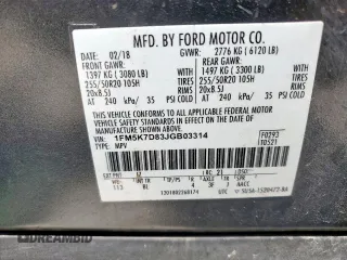 2018 Ford Explorer XLT with VIN 1FM5K7D83JGB03314, listed as a Copart auction lot 61464245 with 172,167 mi miles and Salvage title. Bid and sale history available at DreamBid. Image 13.
