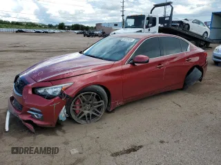 2015 Infiniti Q50 Premium z VIN JN1BV7AR7FM411853, wystawiony jako Copart lot #59738935 z przebiegiem 106 780 mil mil oraz Szkoda całkowita • Salvage title. Historia ofert i sprzedaży dostępna na DreamBid. Obrazek 1.