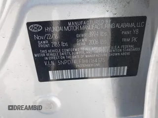2017 Hyundai Elantra SE with VIN 5NPD74LF1HH164375, listed as a IAAI auction lot 42676445 with 159,486 mi miles and . Bid and sale history available at DreamBid. Image 9.