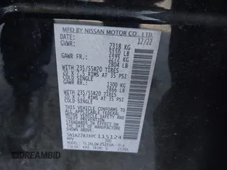 2023 Nissan Murano SV with VIN 5N1AZ2BJXPC115124, listed as a IAAI auction lot 41081274 with 36,499 mi miles and . Bid and sale history available at DreamBid. Image 9.