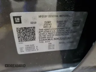 2019 GMC Acadia SLT with VIN 1GKKNULS0KZ222152, listed as a Copart auction lot 50175845 with 91,110 mi miles and Salvage Title. Bid and sale history available at DreamBid. Image 13.