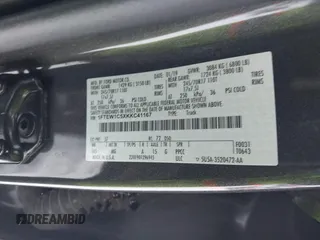 2019 Ford F-150 XL with VIN 1FTEW1C5XKKC41167, listed as a IAAI auction lot 41512262 with 72,490 mi miles and . Bid and sale history available at carsss.com. Image 9.