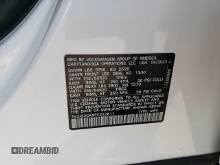2023 Volkswagen Atlas SE with VIN 1V2JE2CA9PC222811, listed as a Copart auction lot 65216014 with 16,160 mi miles and Salvage title. Bid and sale history available at DreamBid. Image 14.