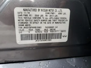 2019 Infiniti Q50 Sport with VIN JN1EV7AP6KM515983, listed as a Copart auction lot 84332744 with 59,812 mi miles and Salvage title. Bid and sale history available at DreamBid. Image 12.