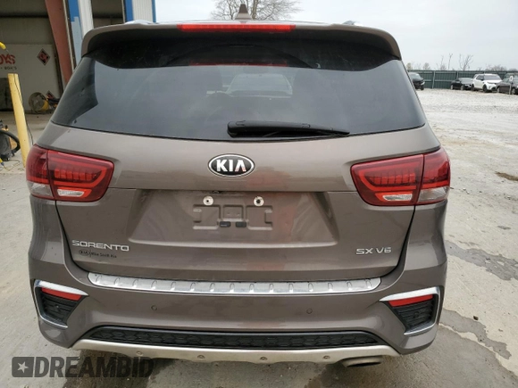 2019 Kia Sorento SX V6 with VIN 5XYPKDA57KG470436, listed as a Copart auction lot 50818545 with 168,760 mi miles and Salvage Title. Bid and sale history available at carsss.com. Image 6.