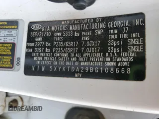 2011 Kia Sorento LX with VIN 5XYKTDA29BG108668, listed as a Copart auction lot 48973155 with 197,756 mi miles and Clean Title. Bid and sale history available at carsss.com. Image 13.