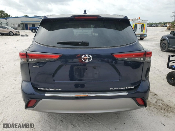 2022 Toyota Highlander Platinum with VIN 5TDFZRBH9NS185368, listed as a Copart auction lot 47475525 with 19,291 mi miles and Salvage Title. Bid and sale history available at carsss.com. Image 6.