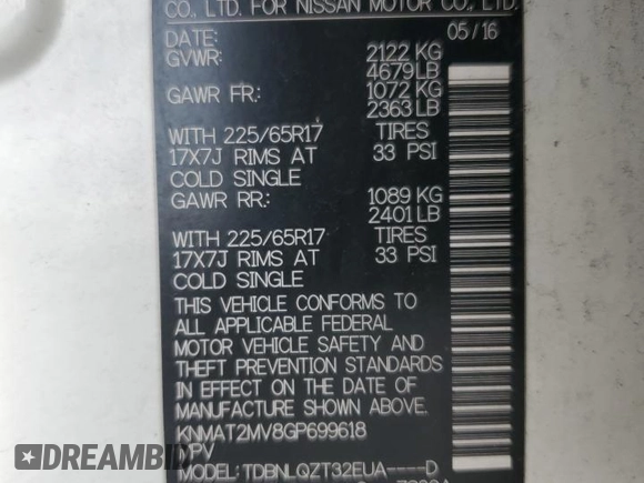 2016 Nissan Rogue SV z VIN KNMAT2MV8GP699618, wystawiony jako Copart lot #44120835 z przebiegiem 154 103 mil mil oraz Szkoda całkowita • Salvage title. Historia ofert i sprzedaży dostępna na DreamBid. Obrazek 15.