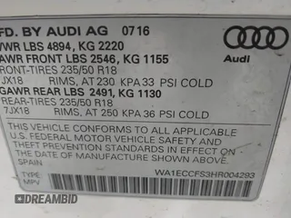 2017 Audi Q3 Premium с VIN WA1ECCFS3HR004293, выставлен на аукционе IAAI как лот 42198294 с пробегом 128 953 миль миль и . История ставок и продаж доступна на DreamBid. Изображение 9.