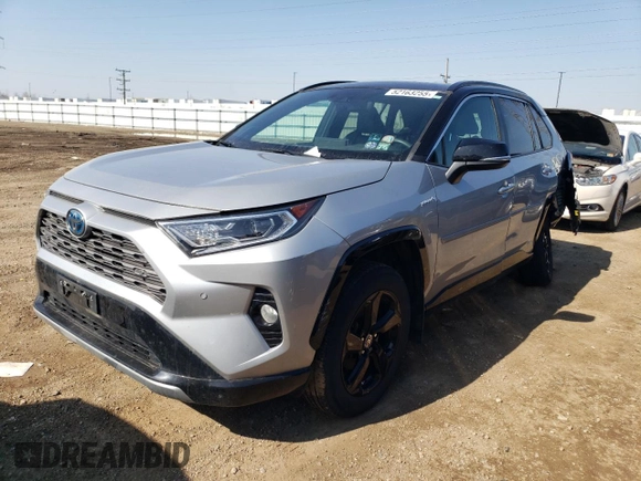 2021 Toyota RAV4 Hybrid XSE with VIN 2T3E6RFV9MW013200, listed as a Copart auction lot 52163255 with 58,336 mi miles and Salvage title. Bid and sale history available at DreamBid. Image 1.
