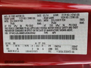 2014 Ford Escape Titanium с VIN 1FMCU0J98EUD63592, выставлен на аукционе Copart как лот 51737595 с пробегом 69 223 миль миль и На запчасти • Non repairable. История ставок и продаж доступна на DreamBid. Изображение 14.