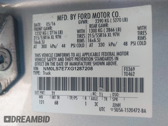2016 Ford Transit Connect XL z VIN NM0LS7E7XG1287208, wystawiony jako IAAI lot #42044825 z przebiegiem 87 793 mil mil oraz . Historia ofert i sprzedaży dostępna na DreamBid. Obrazek 9.