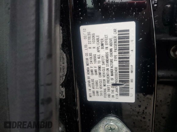 2012 Acura TSX Technology с VIN JH4CW2H65CC002408, выставлен на аукционе Copart как лот 43562215 с пробегом 152 940 миль миль и Списание • Salvage title. История ставок и продаж доступна на DreamBid. Изображение 12.