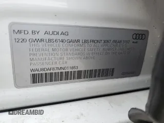 2021 Audi A8 with VIN WAU8DAF87MN011853, listed as a Copart auction lot 47758395 with 63,217 mi miles and Salvage Title. Bid and sale history available at carsss.com. Image 15.