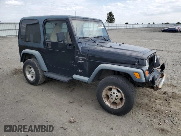 2000 Jeep Wrangler Sport z VIN 1J4FA49S9YP798353, wystawiony jako Copart lot #62009645 z przebiegiem 116 676 mil mil oraz Szkoda całkowita • Salvage title. Historia ofert i sprzedaży dostępna na DreamBid. Obrazek 4.
