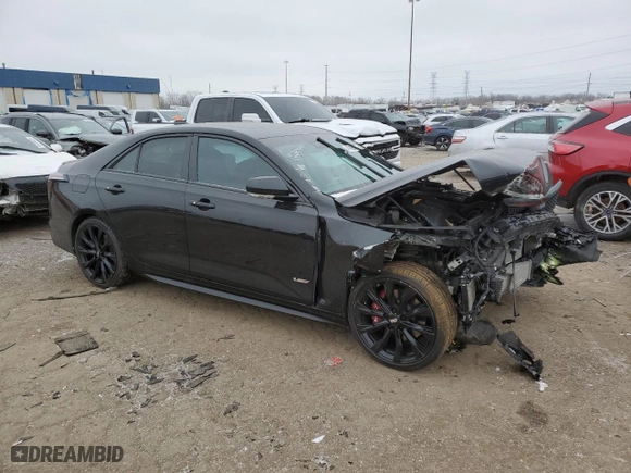 2021 Cadillac CT4 V-Series with VIN 1G6DH5RL5M0115965, listed as a Copart auction lot 44905365 with 56,926 mi miles and Salvage Title. Bid and sale history available at carsss.com. Image 4.