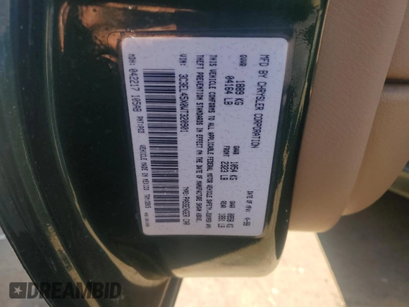 1998 Chrysler Sebring with VIN 3C3EL45X0WT320901, listed as a Copart auction lot 49998765 with 143,126 mi miles and Salvage Title. Bid and sale history available at DreamBid. Image 12.