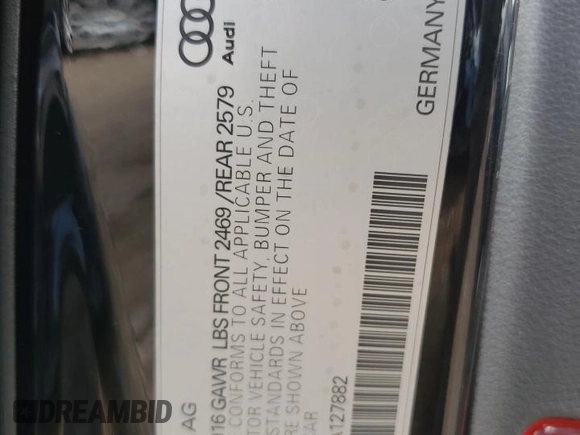 2018 Audi A5 Sportback Premium Plus with VIN WAUENCF57JA127882, listed as a Copart auction lot 55028903 with 52,932 mi miles. Bid and sale history available at carsss.com. Image 12.