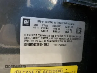 2015 Buick Regal Premium II с VIN 2G4GR5GX1F9144882, выставлен на аукционе Copart как лот 56524455 с пробегом 114 765 миль миль и Списание • Salvage title. История ставок и продаж доступна на DreamBid. Изображение 12.