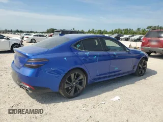 2023 Genesis G70 2.0T with VIN KMTG34TA9PU112334, listed as a Copart auction lot 67105774 with 8,369 mi miles and Salvage Title. Bid and sale history available at carsss.com. Image 3.
