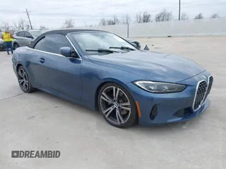 2023 BMW 4 Series 430i with VIN WBA23AT05PCL83537, listed as a IAAI auction lot 41352545 with 1 mi miles. Bid and sale history available at carsss.com. Image 1.