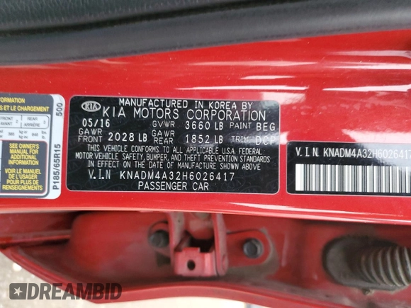 2017 Kia Rio LX with VIN KNADM4A32H6026417, listed as a Copart auction lot 44998785 with 92,933 mi miles and Salvage Title. Bid and sale history available at carsss.com. Image 15.
