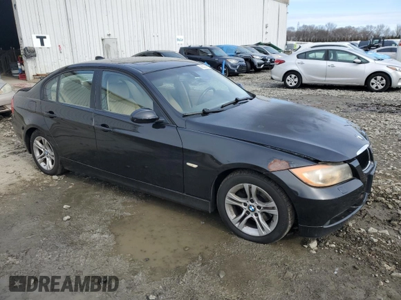2008 BMW 3 Series 328xi with VIN WBAVC73598KP39801, listed as a Copart auction lot 43530145 with 140,626 mi miles and Salvage Title. Bid and sale history available at carsss.com. Image 4.